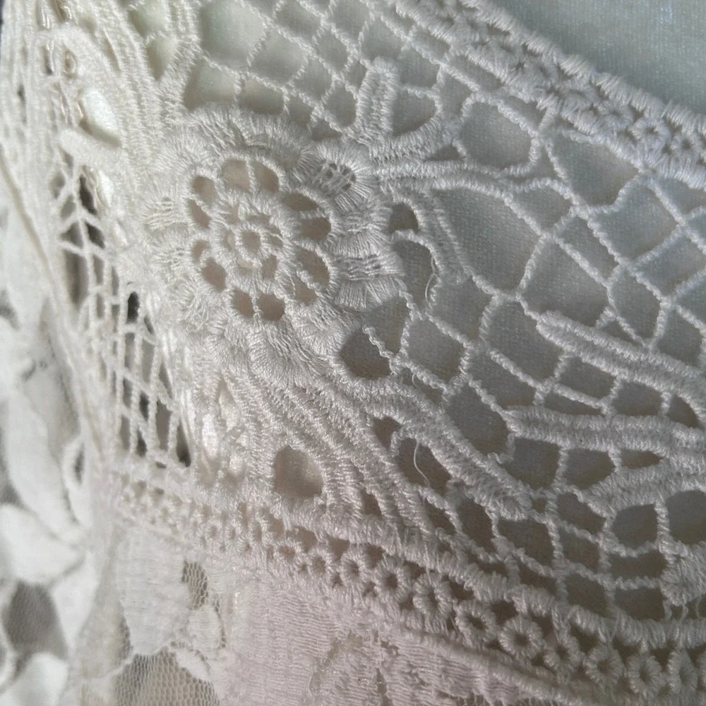Endless Designs Lace Blouse Cotton Nylon XL Ivory Excellent Boho Cottagecore - Picture 2 of 10